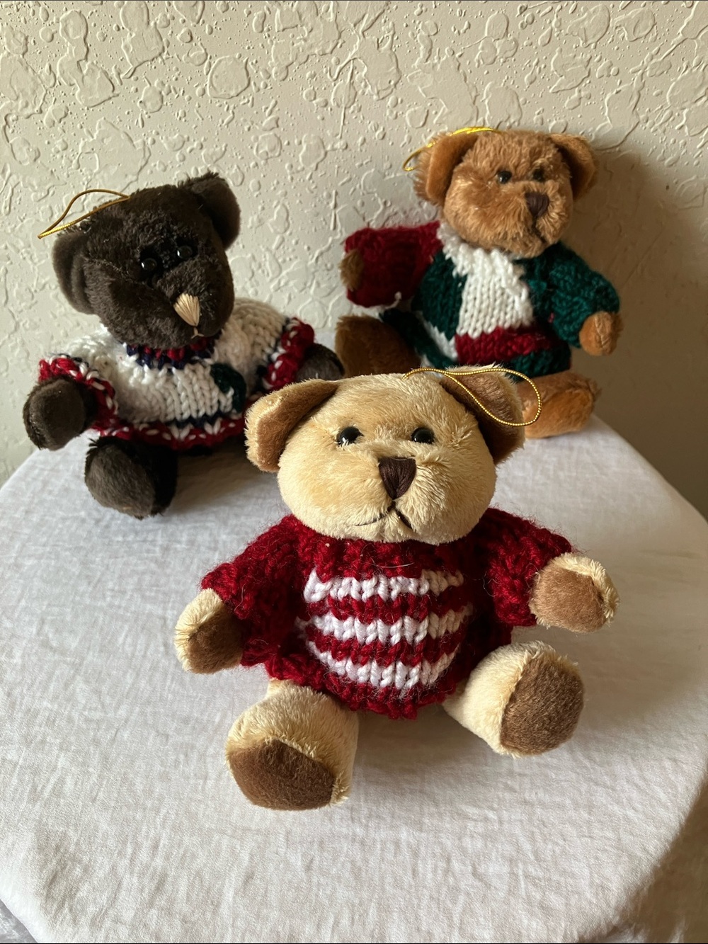 Chrisha: 2005 Plush Bear Holiday Ornaments- set of 3